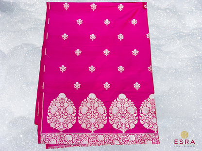 Esra's Handloom/Handwoven Banarasi 3pc Katan Silk Suit With Rupa Sona Work