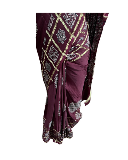 Esra's Handloom Banarasi Ajrakh Print Saree