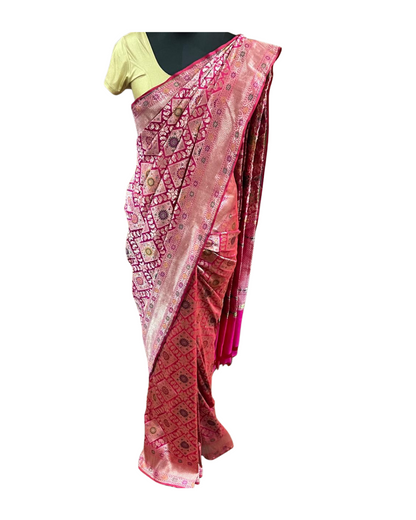 Esra's Handloom/handwoven Gharchola Pattern with Jamdani Work Katan Silk Saree