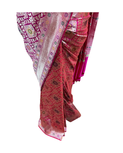 Esra's Handloom/handwoven Gharchola Pattern with Jamdani Work Katan Silk Saree