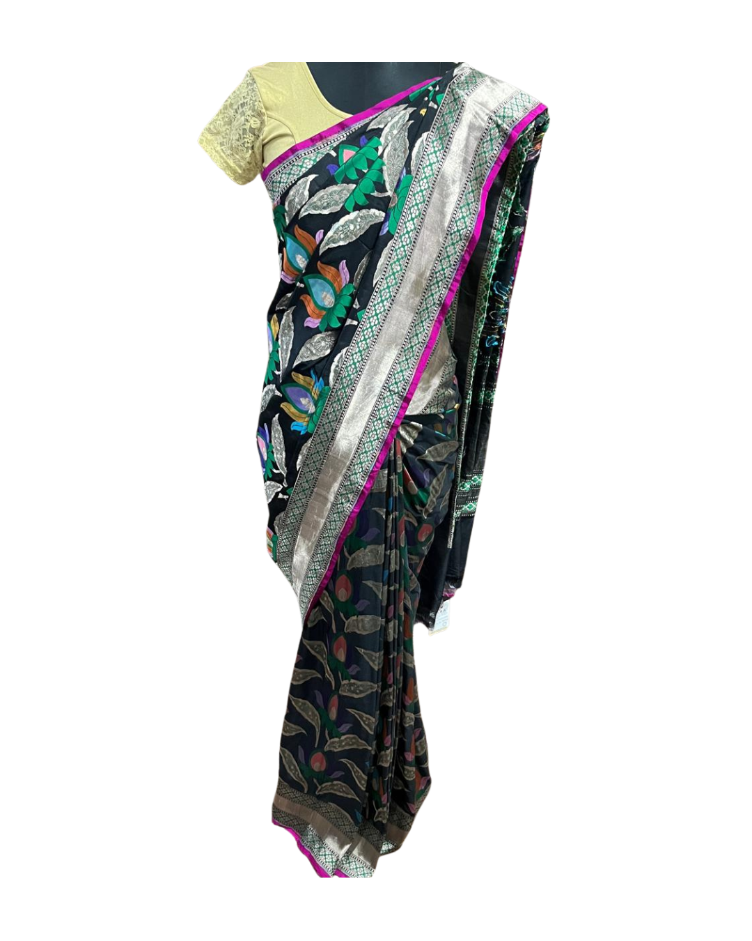 Esra's Handloom/Handwoven Banarasi Kadwa Weave Cut Work Katan Silk Saree