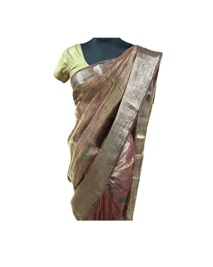 Esra's Hanloom/Handwoven Banarasi Kora Tissue Saree