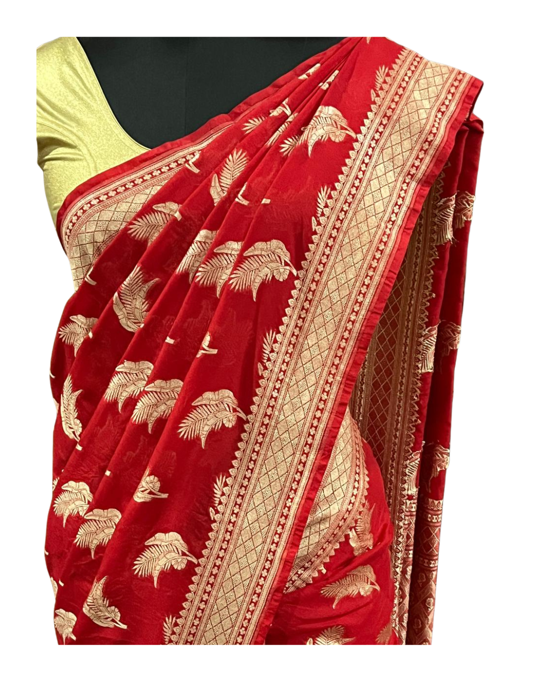 Esra Handloom/Handwoven Banarasi Semi Khaddi Georgette Saree