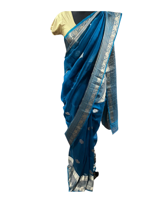 Esra's Handloom/Handwoven Banarasi Kora Silk Kaduwa Saree