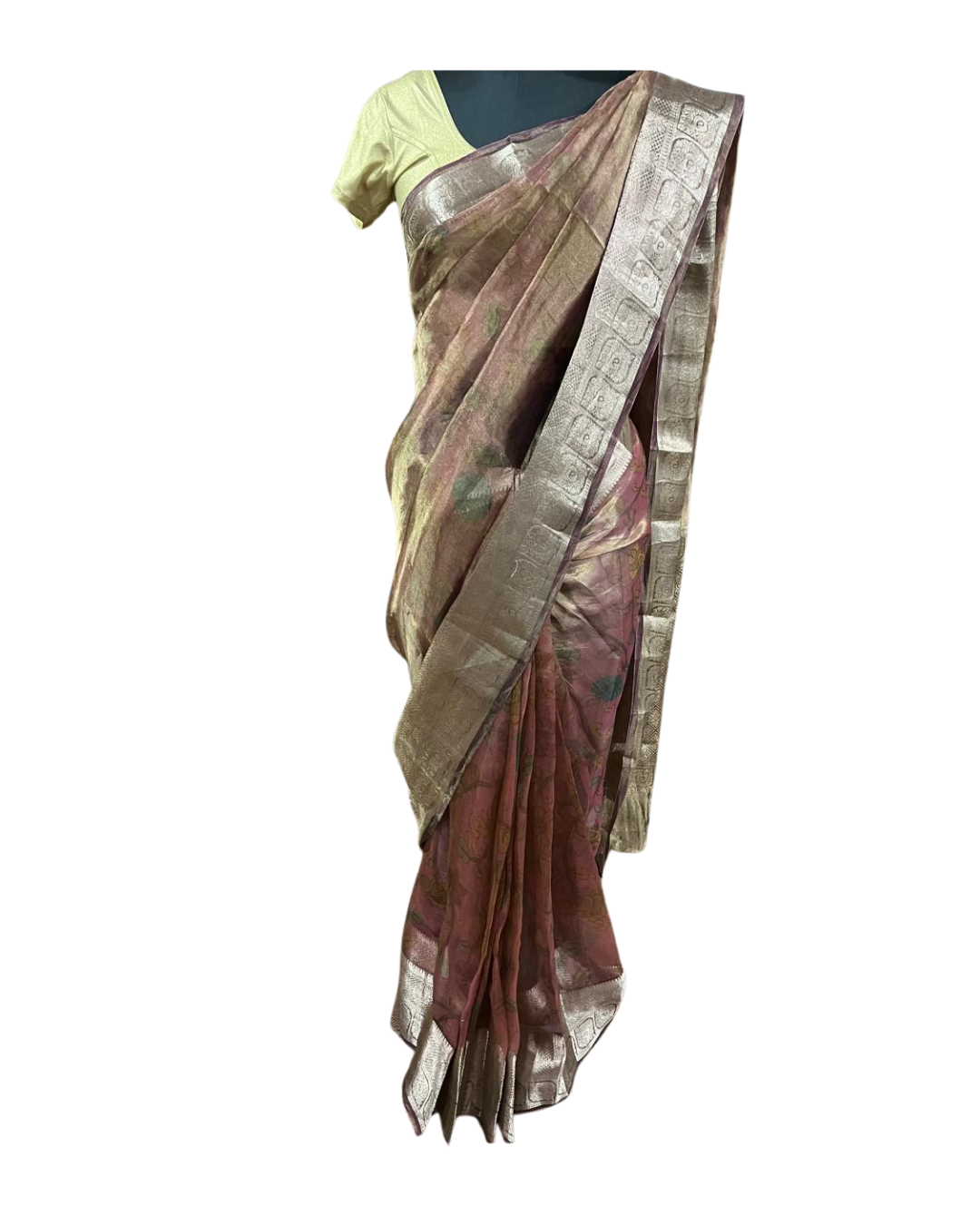 Esra's Hanloom/Handwoven Banarasi Kora Tissue Saree