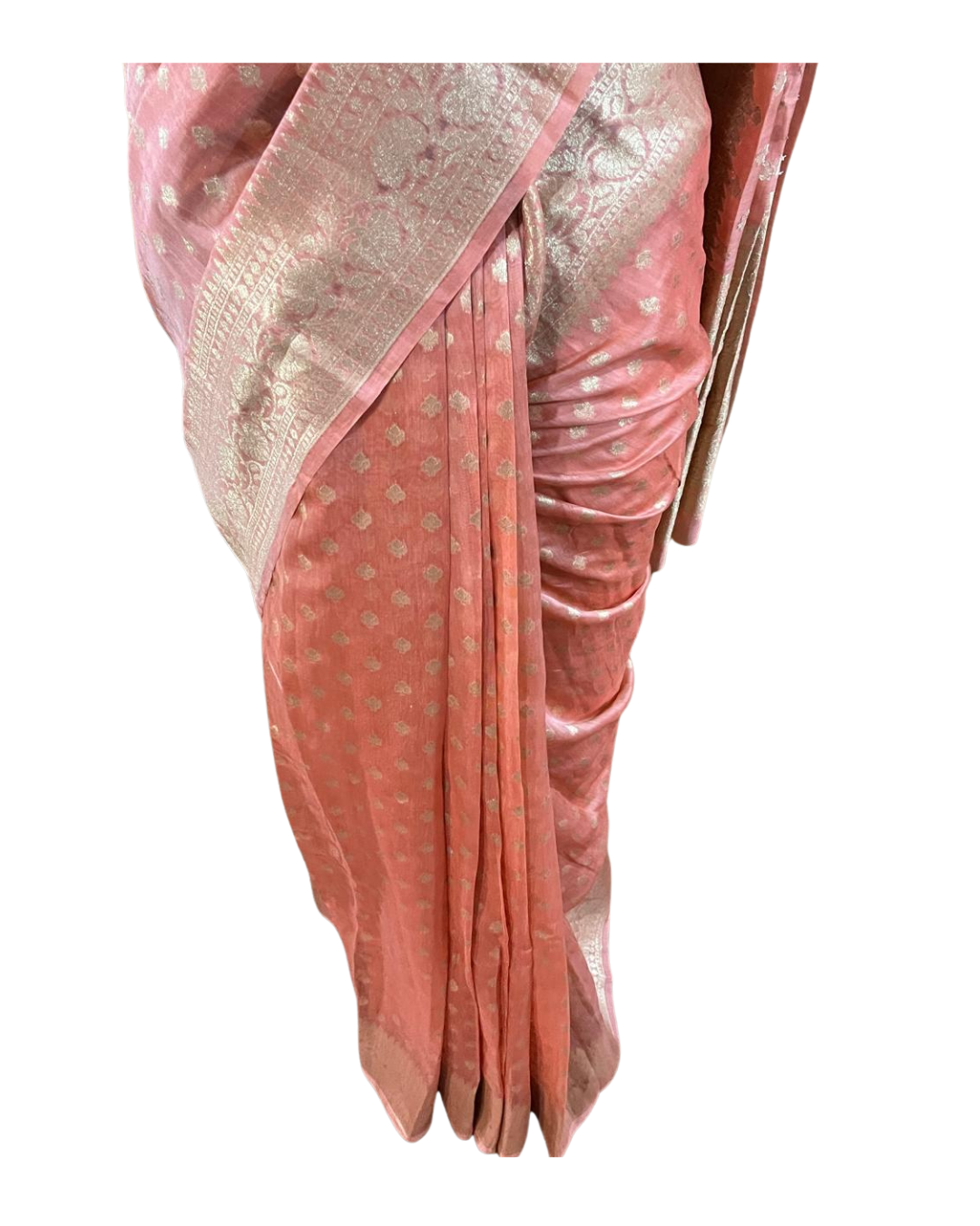 Esra's Handloom/Handwoven Banarasi Kora Cotton Silk Saree