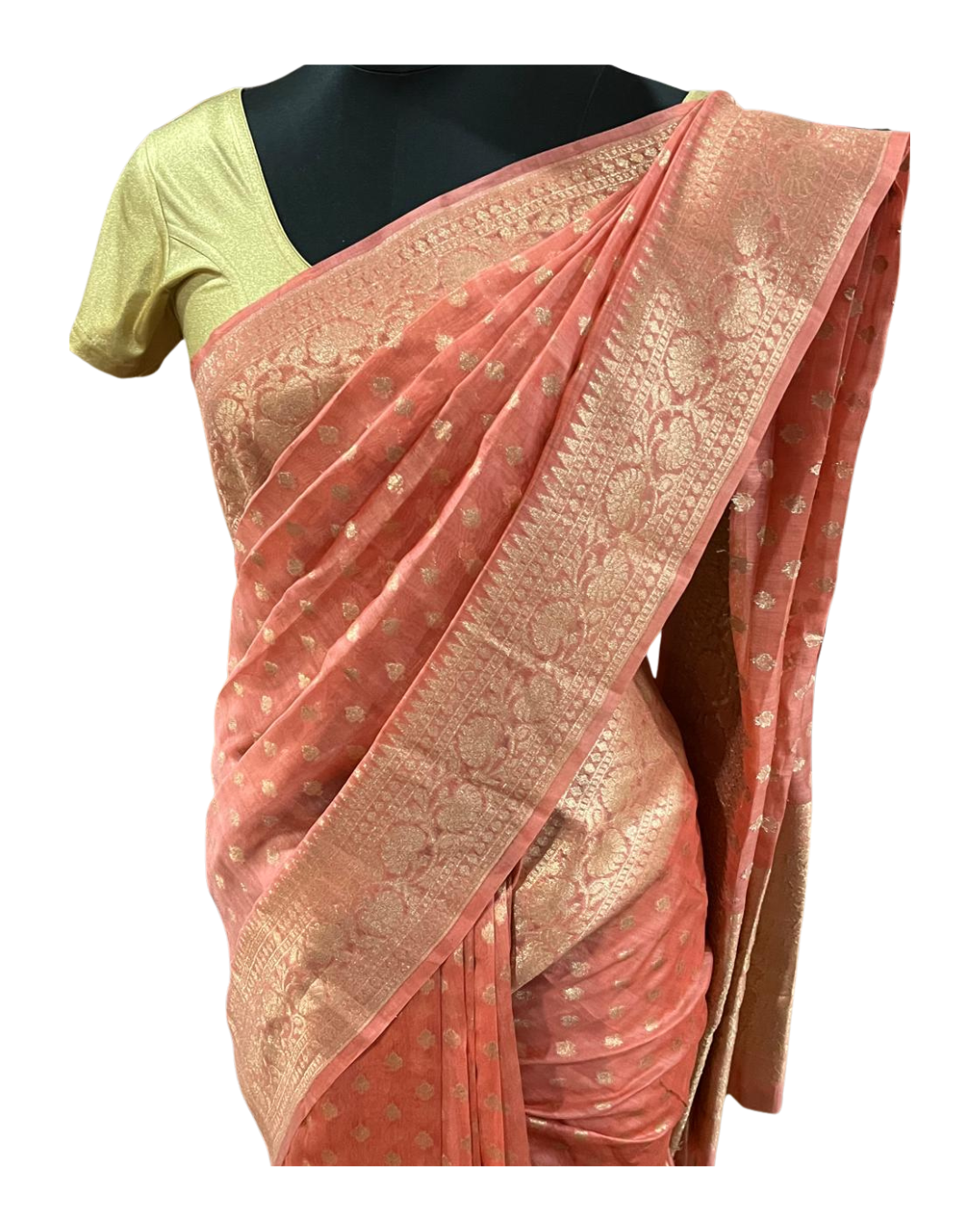 Esra's Handloom/Handwoven Banarasi Kora Cotton Silk Saree