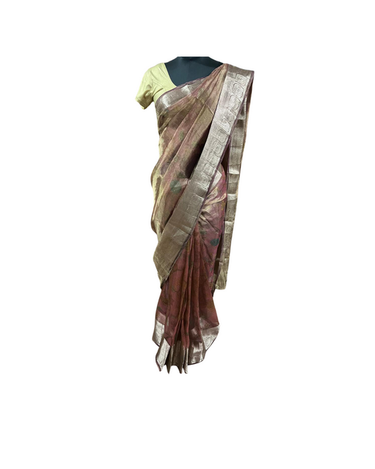 Esra's Hanloom/Handwoven Banarasi Kora Tissue Saree