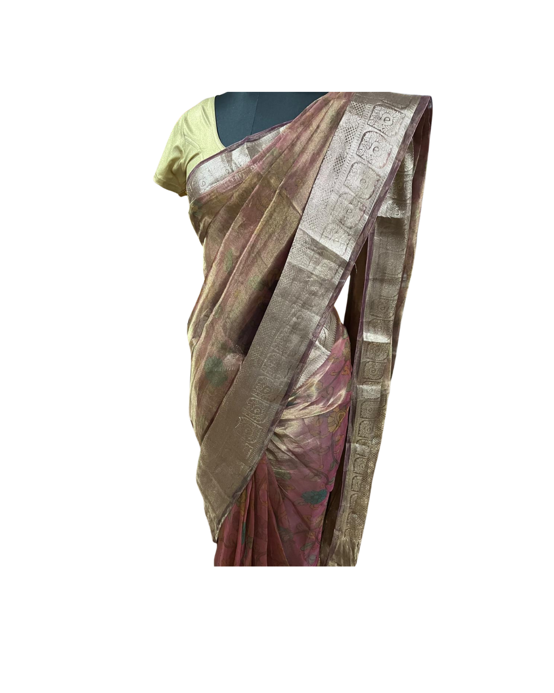 Esra's Hanloom/Handwoven Banarasi Kora Tissue Saree