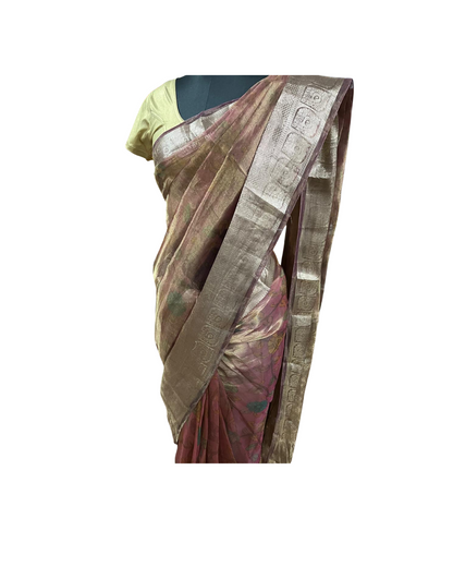 Esra's Hanloom/Handwoven Banarasi Kora Tissue Saree