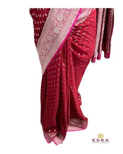 Esra Handloom/Handwoven Banarasi Semi Khaddi Georgette Saree