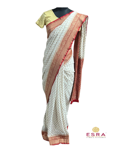 Esra Handloom/Handwoven Banarasi Semi Khaddi Georgette Saree