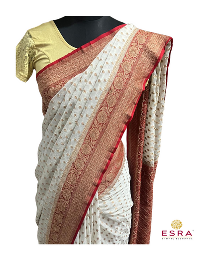 Esra Handloom/Handwoven Banarasi Semi Khaddi Georgette Saree