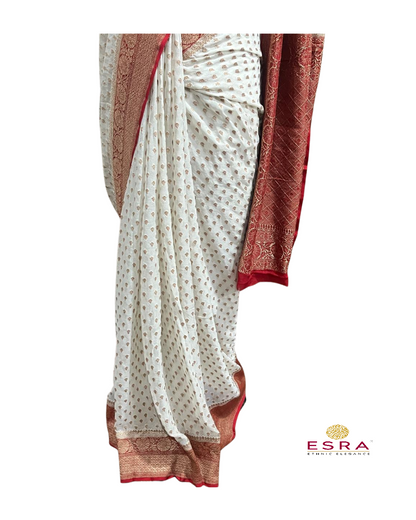Esra Handloom/Handwoven Banarasi Semi Khaddi Georgette Saree