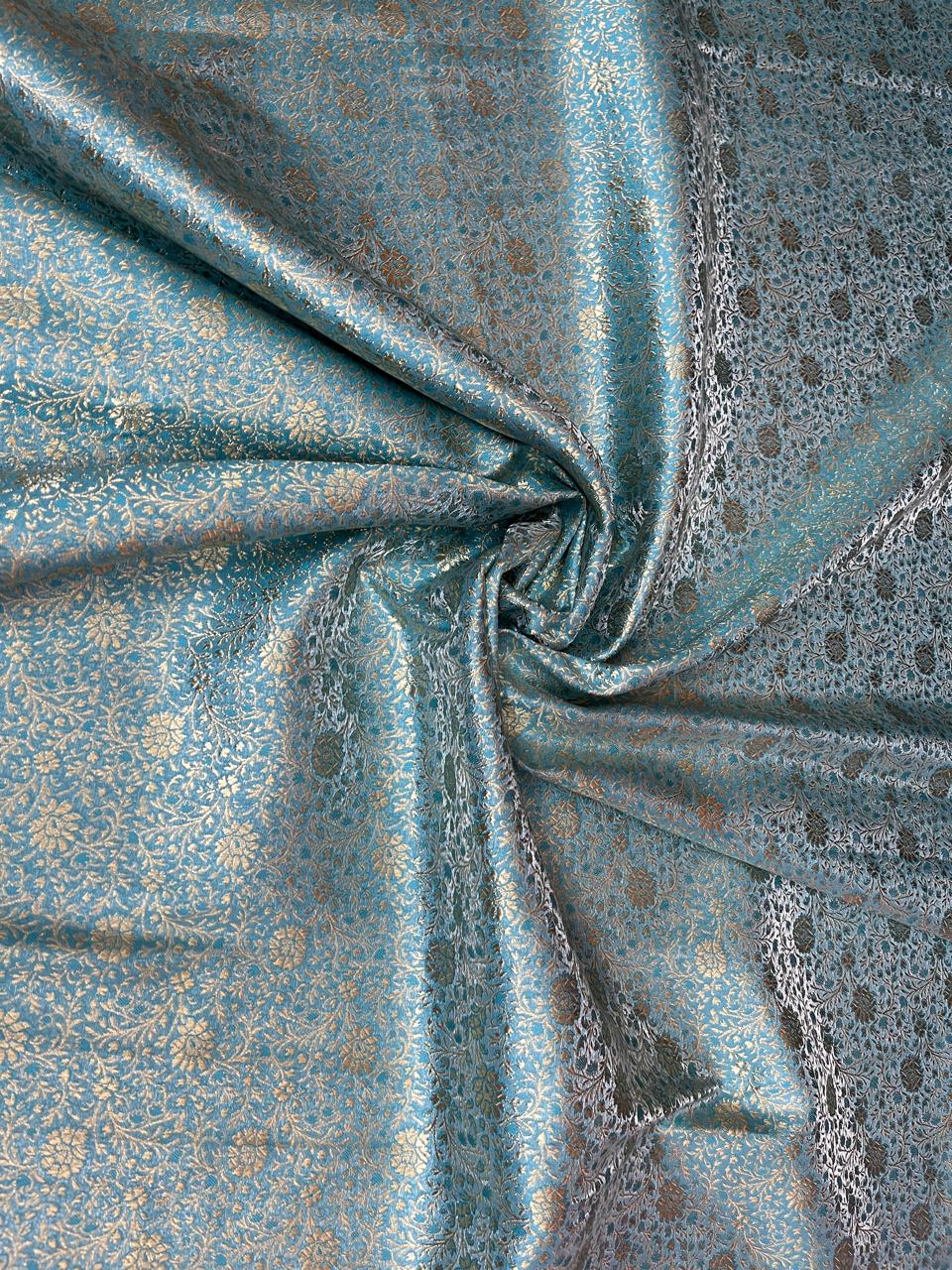 Esra's Handloom/Handwoven Banarasi Satin Silk Fabric.(Price Per Meter)