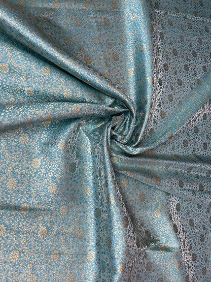 Esra's Handloom/Handwoven Banarasi Satin Silk Fabric.(Price Per Meter)