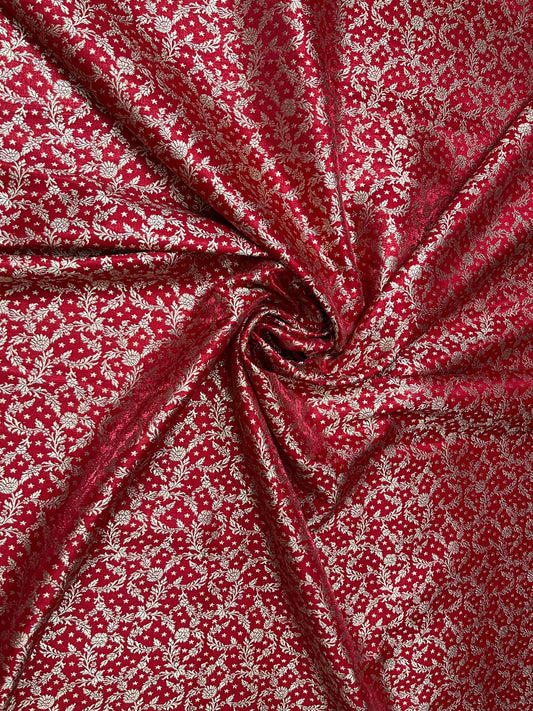 Esra's Handloom/Handwoven Banarasi Satin Silk Fabric.(Price Per Meter)