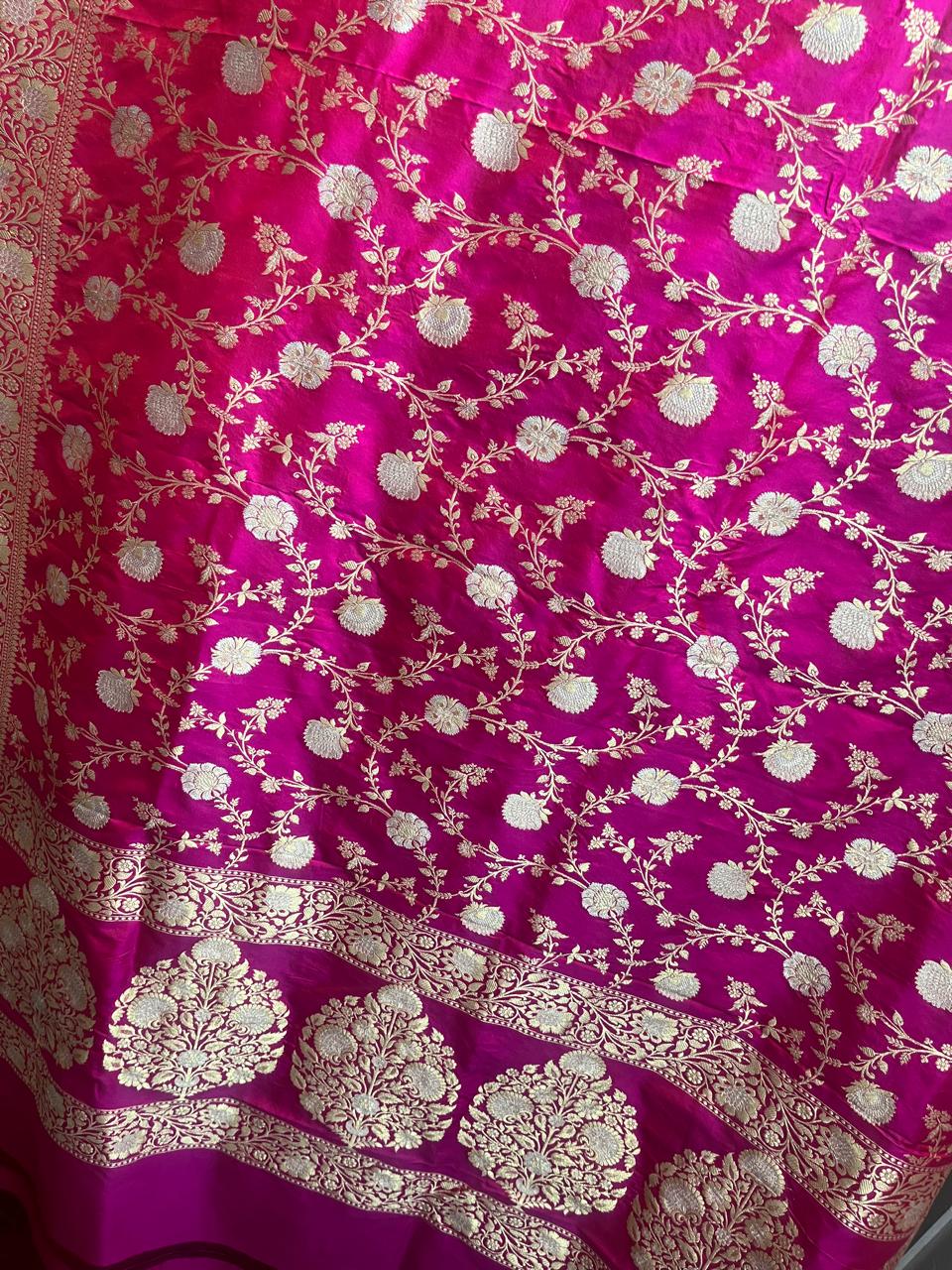 Esra's Handloom/Handwoven Banarasi 3pc Katan Silk Suit With Rupa Sona Work