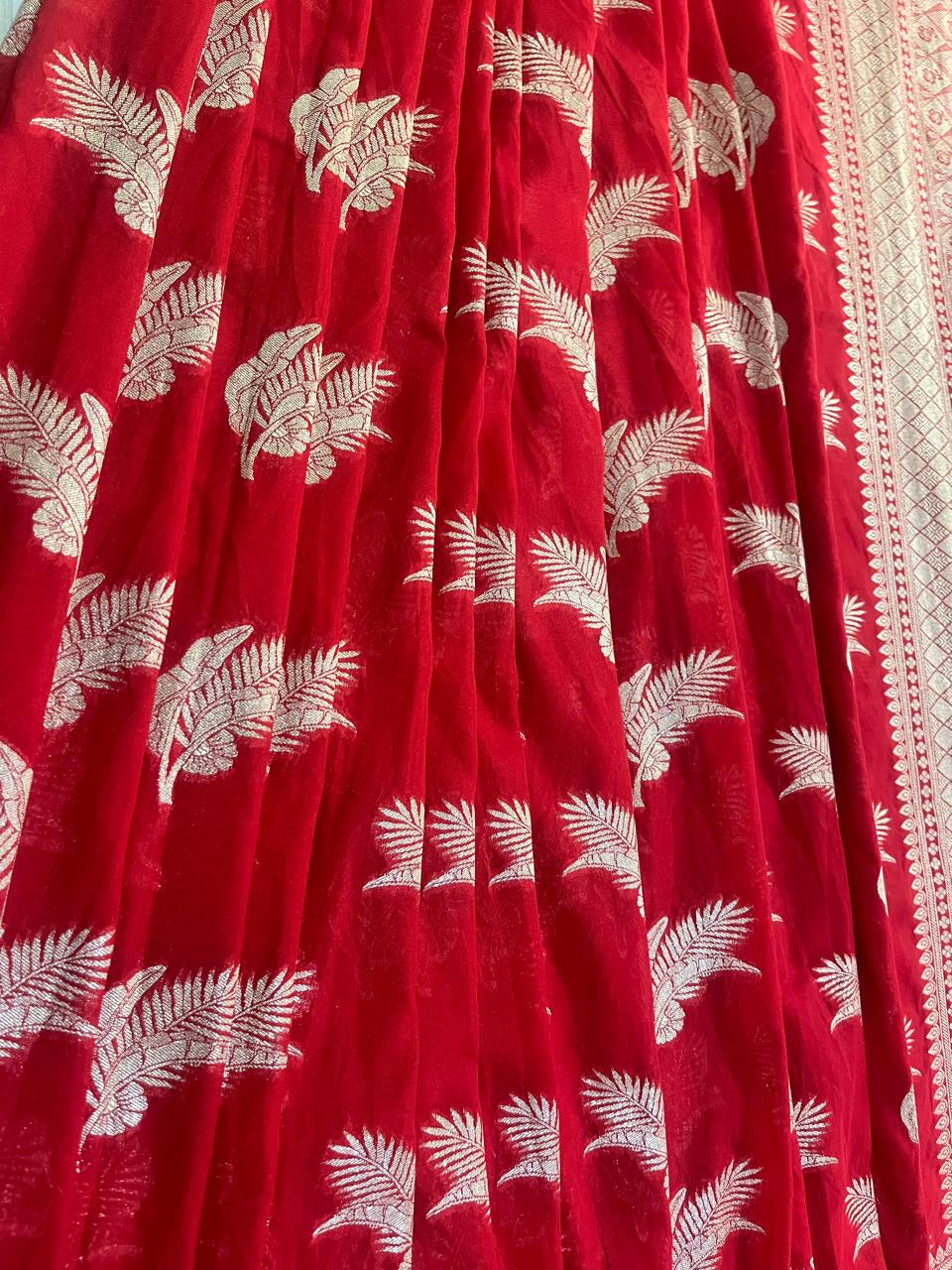 Esra Handloom/Handwoven Banarasi Semi Khaddi Georgette Saree