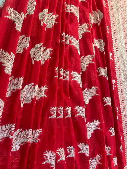 Esra Handloom/Handwoven Banarasi Semi Khaddi Georgette Saree