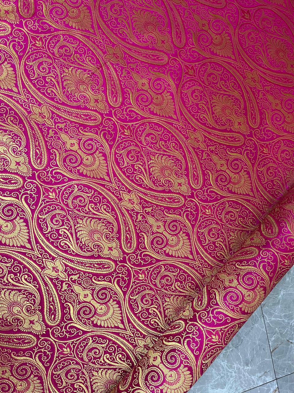 Esra's Handloom/Handwoven Banarasi Brocade Fabric. (Price Per Meter)