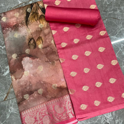 Esra Banarasi Handloom /Handwoven semi cotton silk suit fabric
