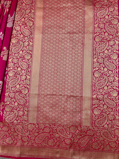 Esra's Handloom/Handwoven Banarasi Gold & Silver Kadwa Weave Katan Silk Saree