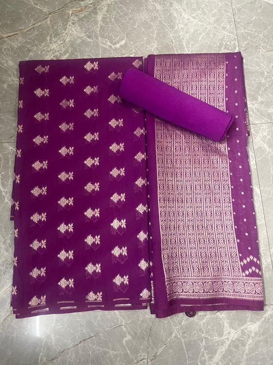 Esra's Handloom Banarasi 3 pc Semi-Cotton Suit
