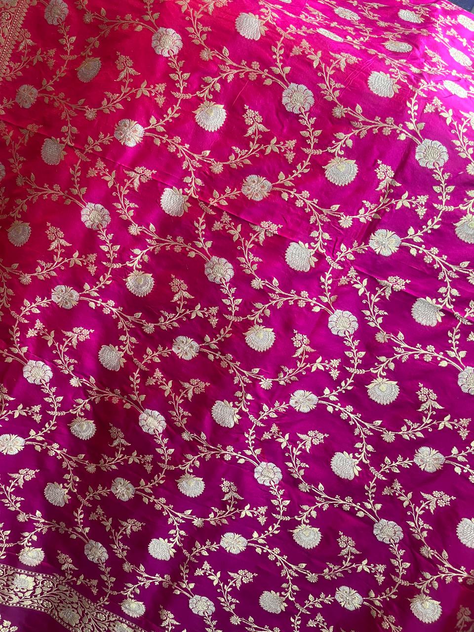 Esra's Handloom/Handwoven Banarasi 3pc Katan Silk Suit With Rupa Sona Work