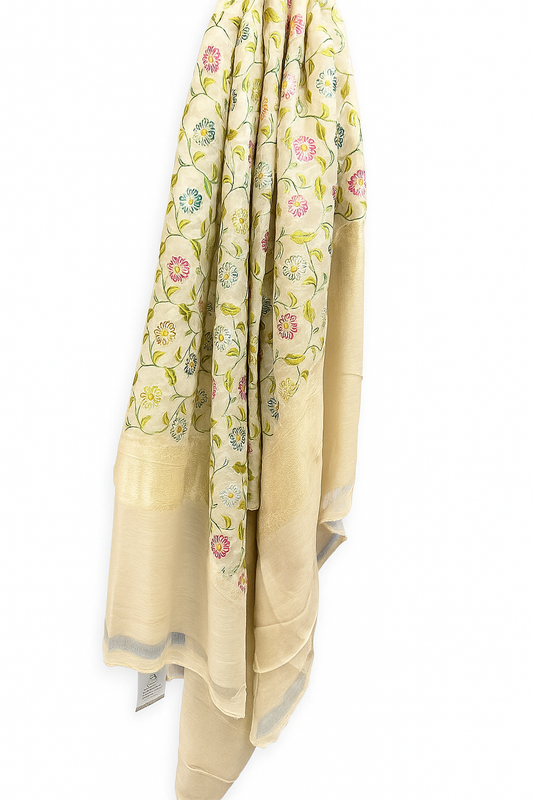 Esra's Handloom/Handwoven Banarasi Semi-Moonga Silk Dupatta