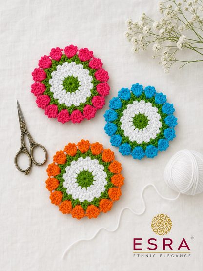 Esra's Handmade Crocheted Cotton Coasters