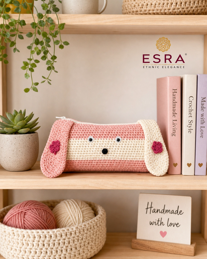 Esra's Crocheted Puppy Pouch with Zipper