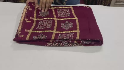 Esra's Handloom Banarasi Ajrakh Print Saree
