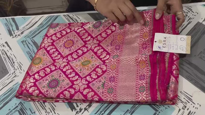 Esra's Handloom/handwoven Gharchola Pattern with Jamdani Work Katan Silk Saree