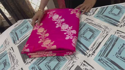 Esra's Handloom/Handwoven Banarasi Gold & Silver Kadwa Weave Katan Silk Saree