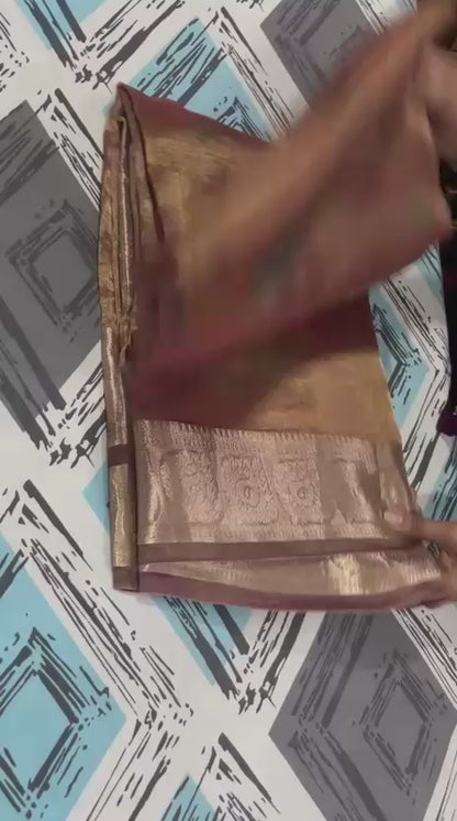 Esra's Hanloom/Handwoven Banarasi Kora Tissue Saree