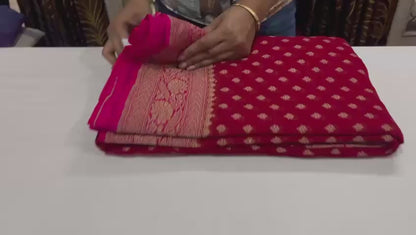 Esra Handloom/Handwoven Banarasi Semi Khaddi Georgette Saree