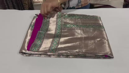 Esra's Handloom/Handwoven Banarasi Kadwa Weave Cut Work Katan Silk Saree
