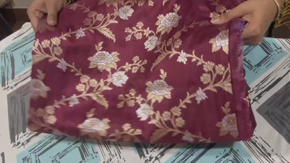 Esra's Handloom/Handwoven Banarasi Gold & Brown Kadwa Weave Katan Silk Saree