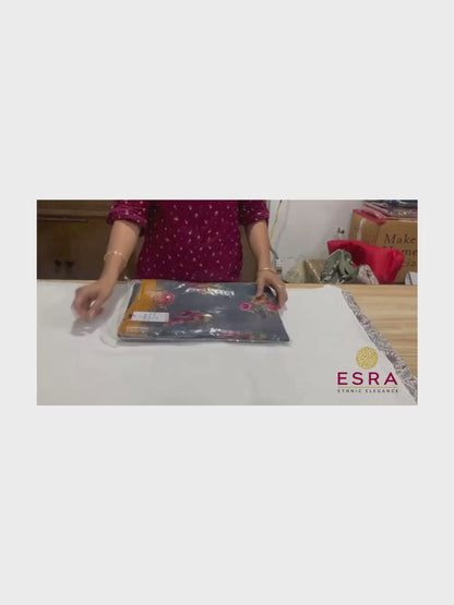 Esra's Handloom/Handwoven Banarasi Kora Silk Saree