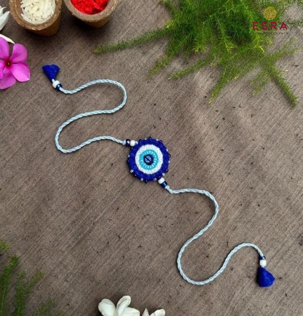 Esra's Hand Embroidered Nazar-Battu Rakhi.(Per Pc)