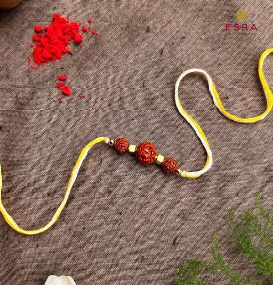 Esra's Hand Embroidered Rudhraksh Rakhi.(Per Pc)