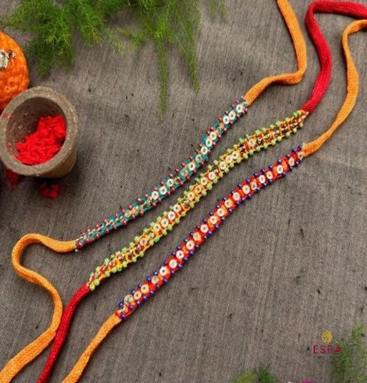 Esra's Hand Embroidered Blanket Stitch Rakhi.(Per Pc)